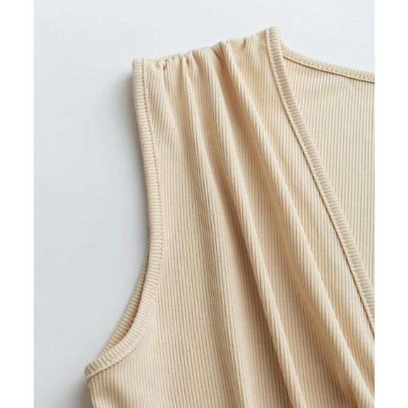 Women’s Ribbed V-Neck Sleeveless Wide-Leg Jumpsuit – (Size XL) - Picture 5 of 5